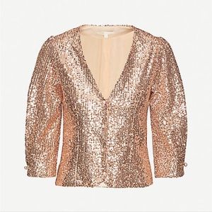 Maje Paillette Sequin V-Neck Blouse